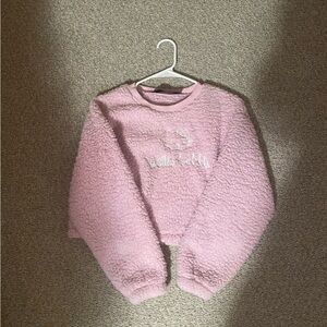 Pink Fuzzy Cropped Hello Kitty Sweater